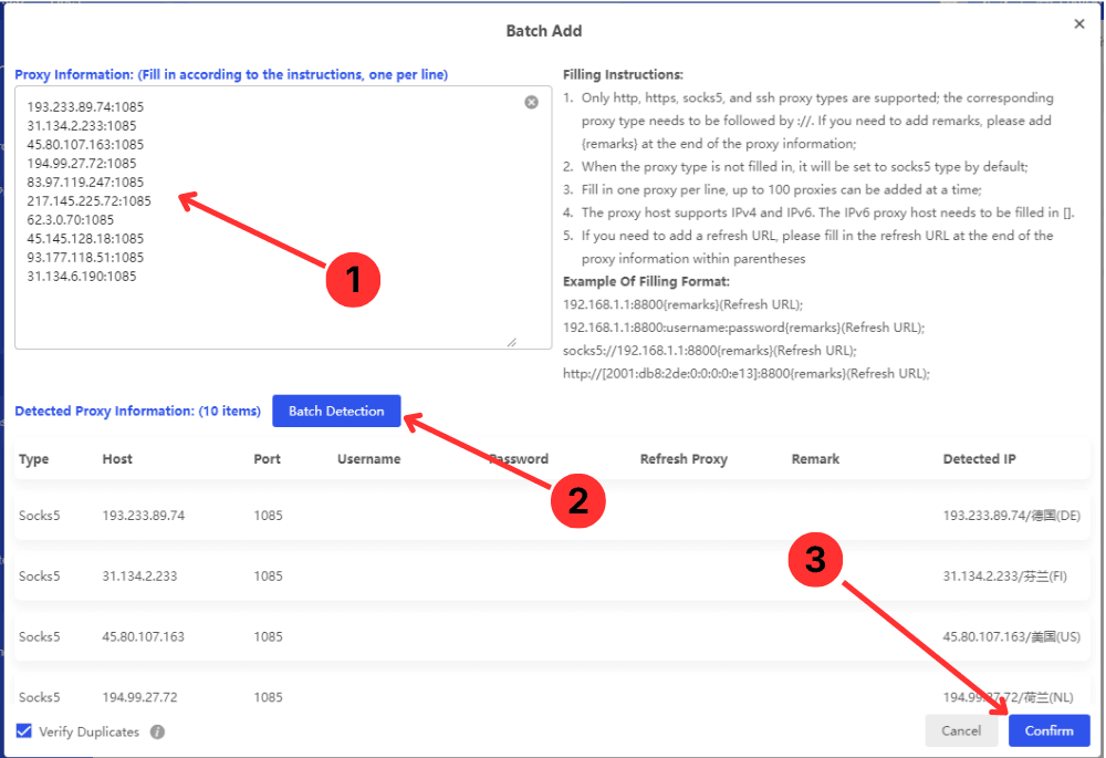 Batch add and test proxies