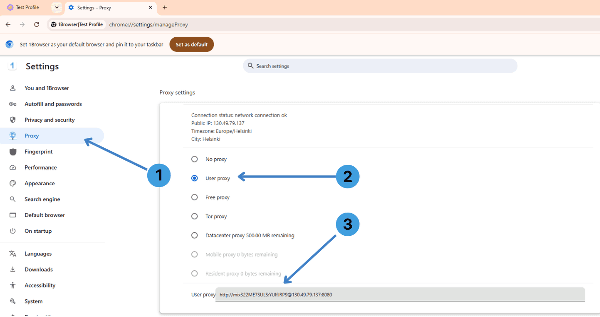 Configure a custom user proxy