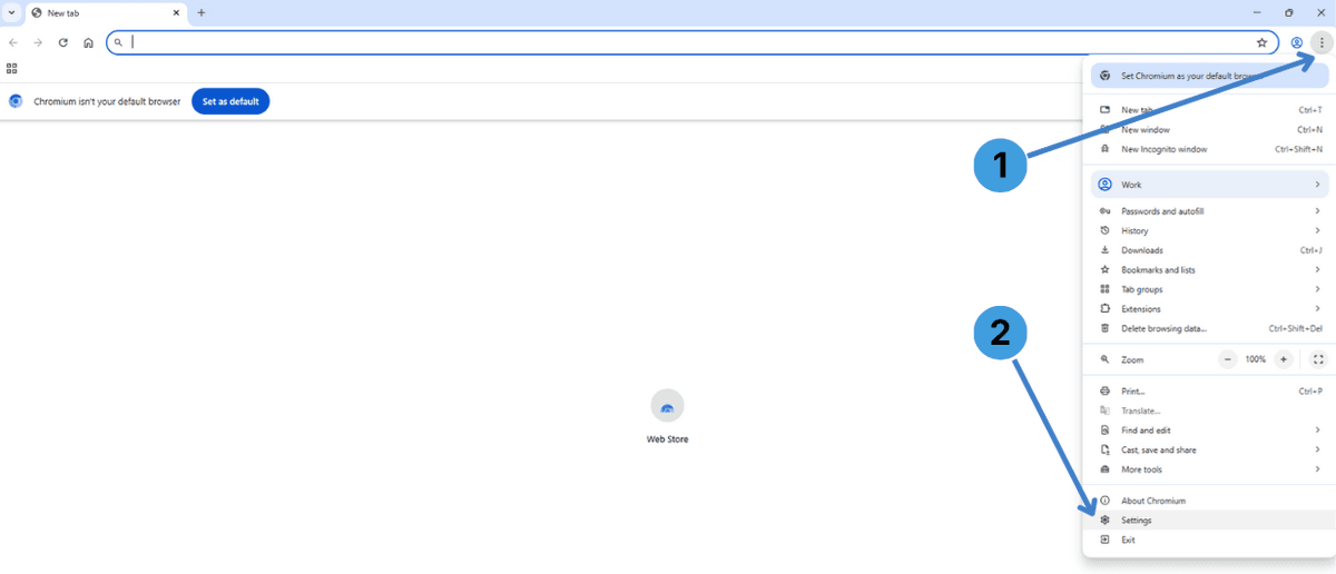 Open Ungoogled Chromium settings
