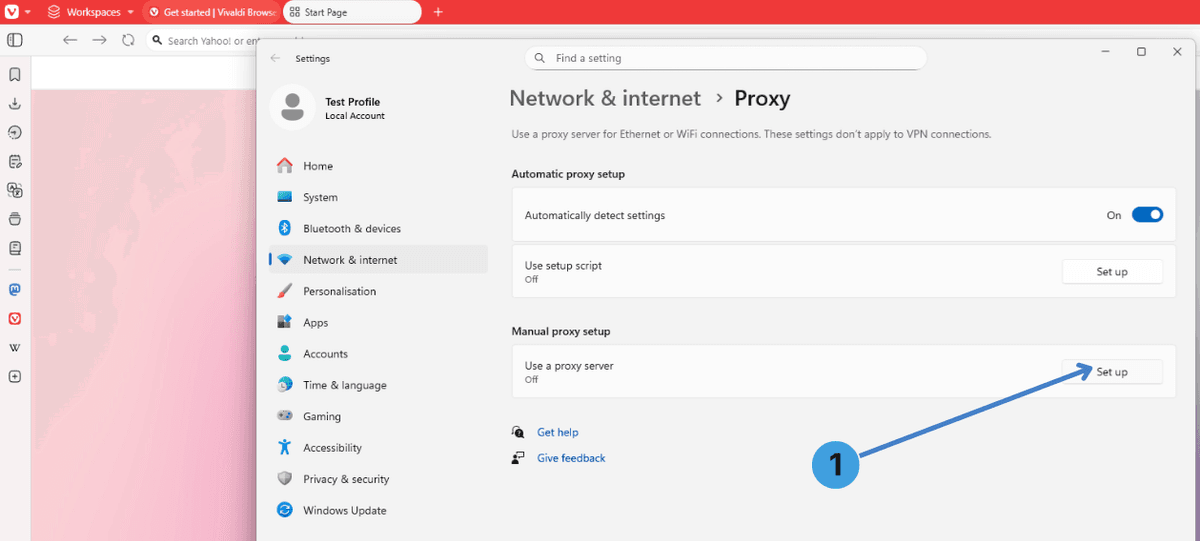 Open the system proxy editor