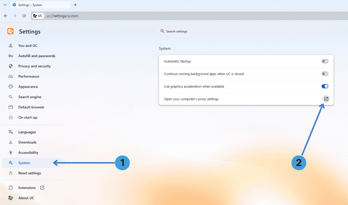 Step 2. Use the shortcut to Windows proxy settings