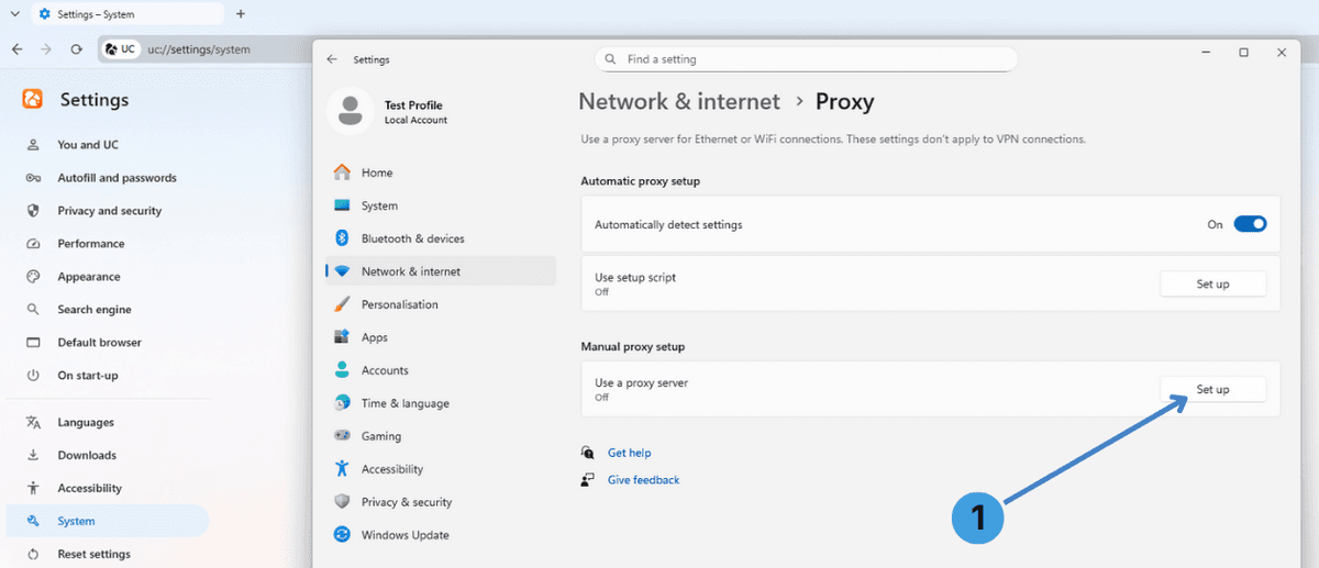Step 3. Start configuring the manual proxy