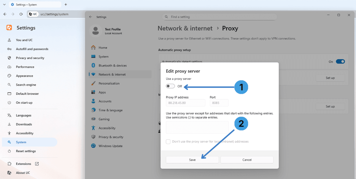 Step 5. Turn the proxy off