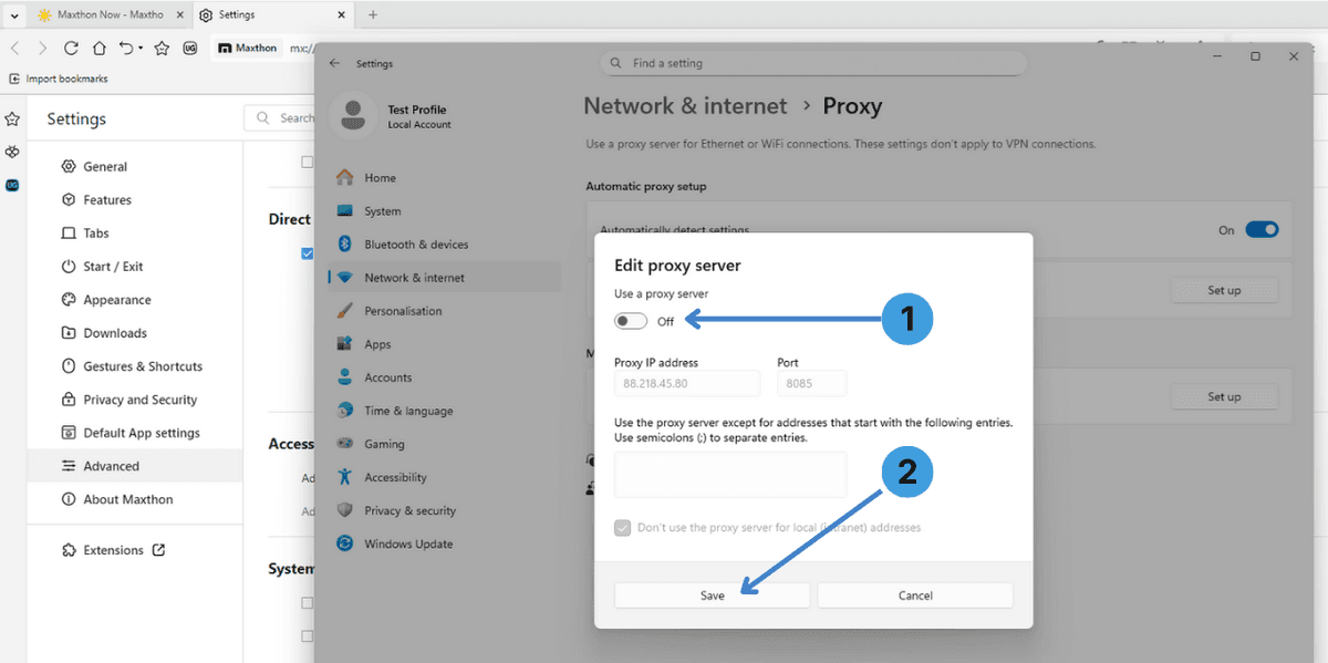 Step 5 &ndash; Turn the proxy off again