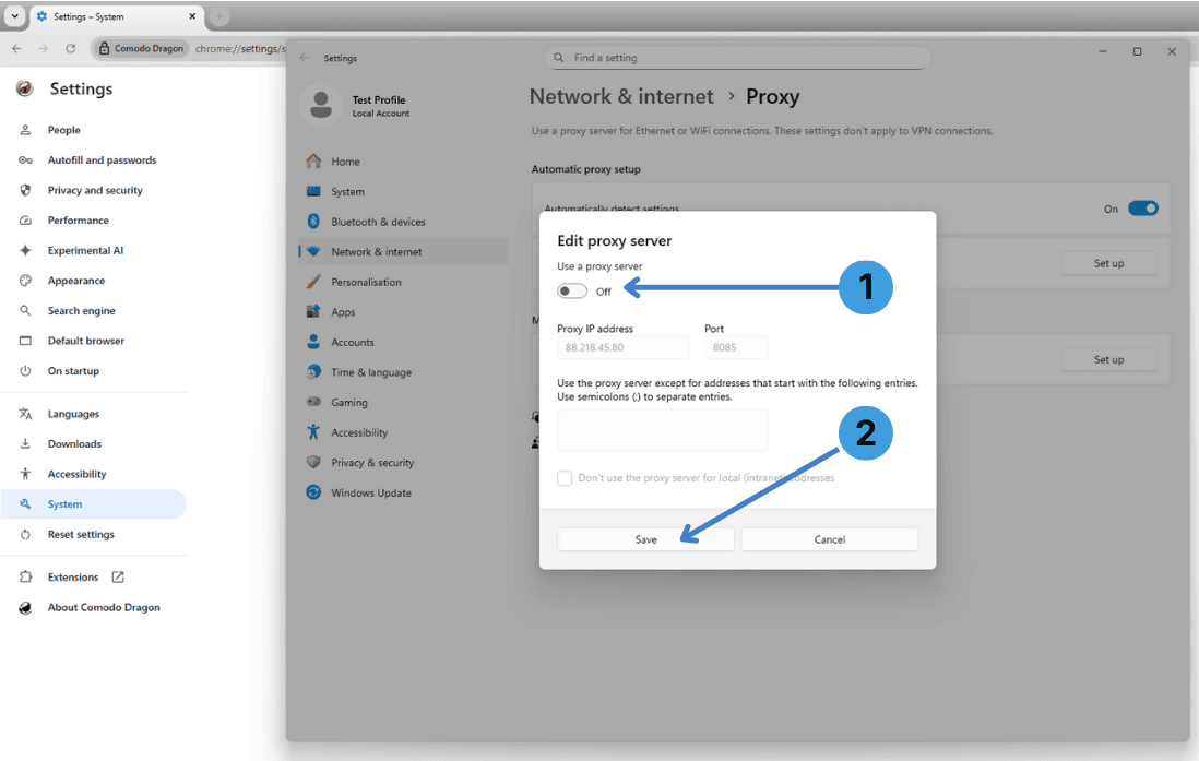 Step 6. Turn the proxy off when you no longer need it