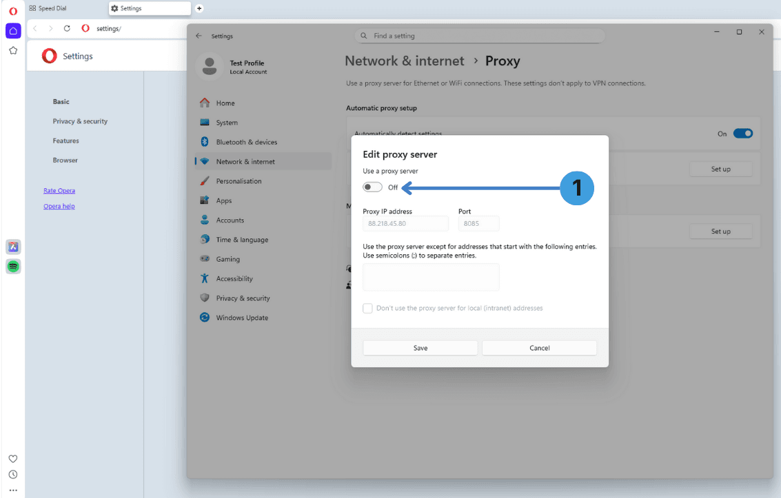 Step 5. Disable the proxy when you are done