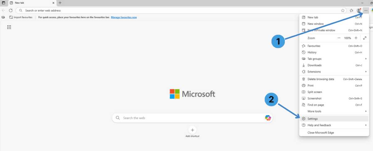 Step 1. Open the Edge menu and Settings
