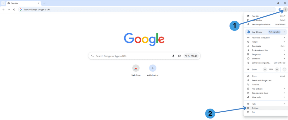 Step 1. Open Chrome settings
