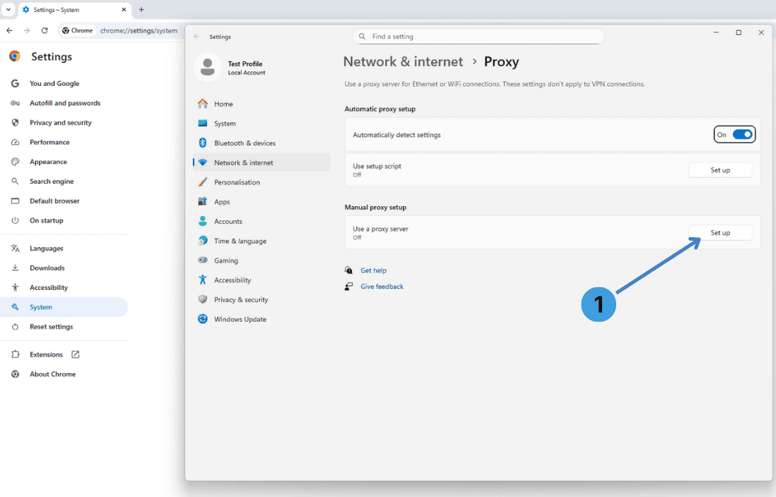 Step 3. Open manual proxy setup