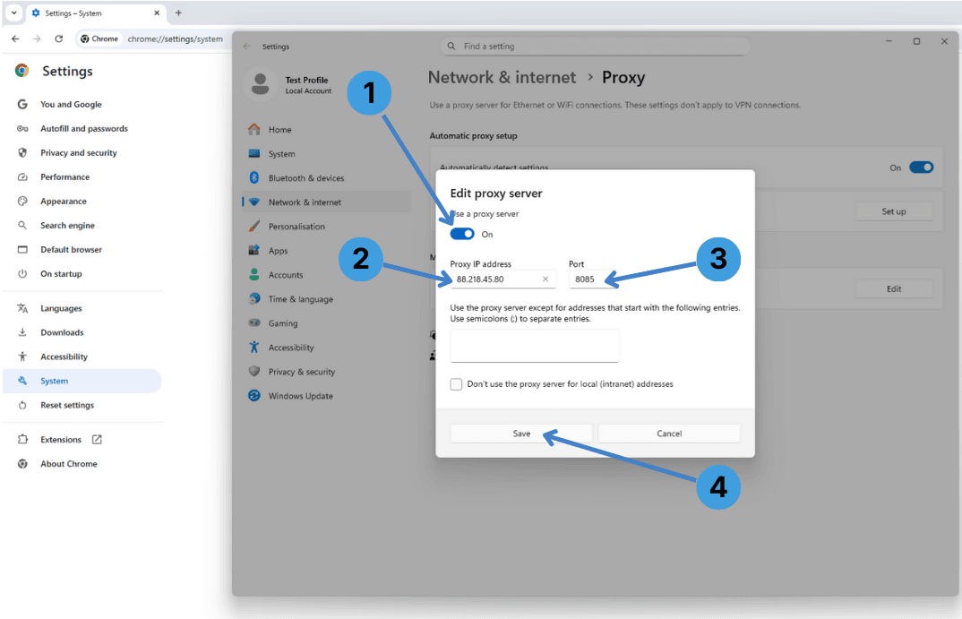 Step 4. Configure the proxy server