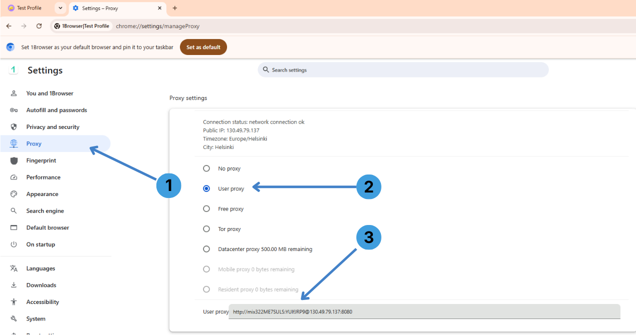 Configure a custom user proxy