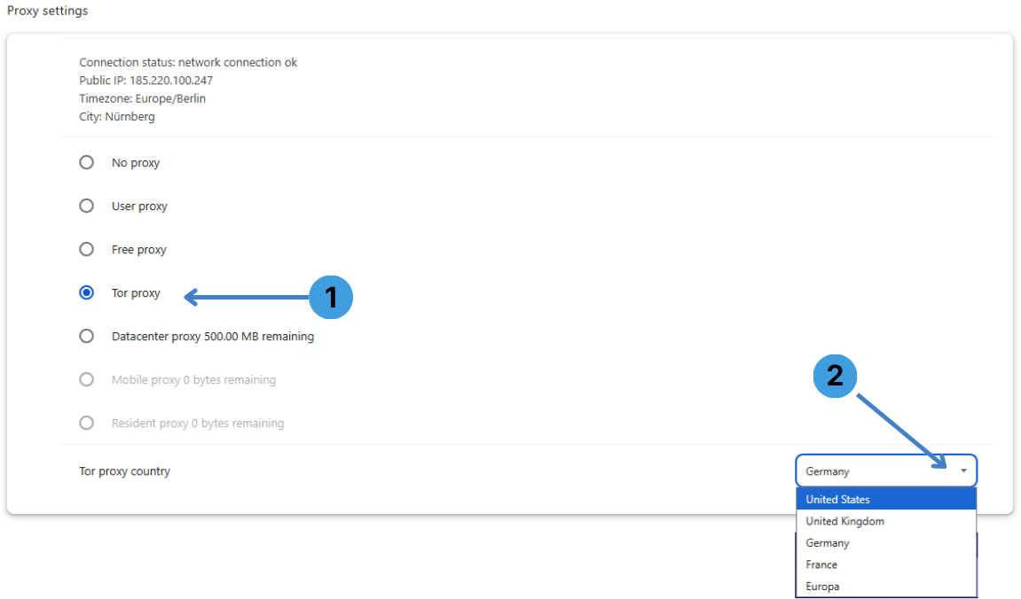 Enable Tor proxy mode