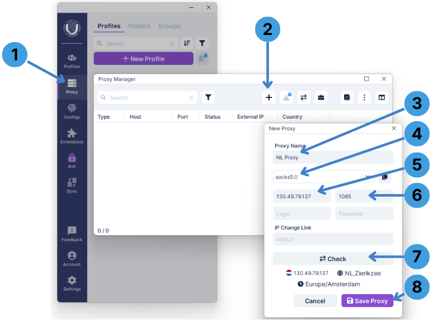 Add a proxy in Proxy Manager manually