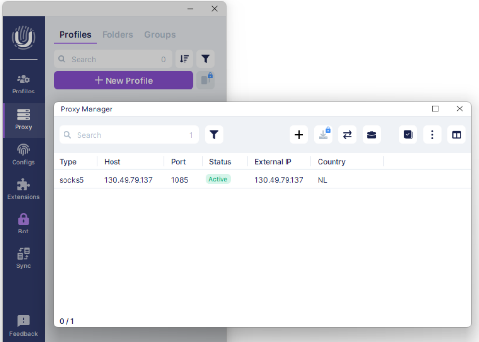 Check the proxy status