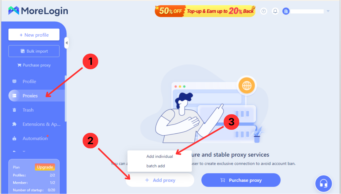Open the Proxies page