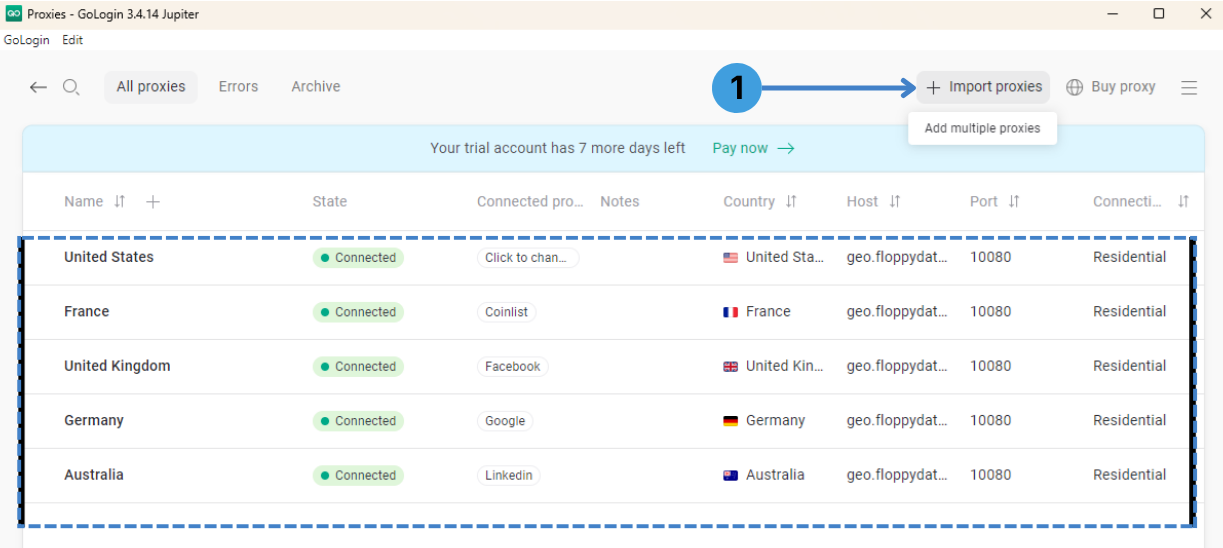 Open bulk proxy import