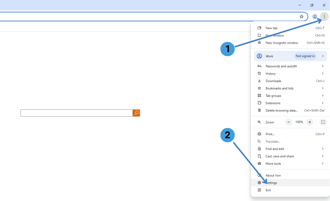 Open SRWare Iron settings
