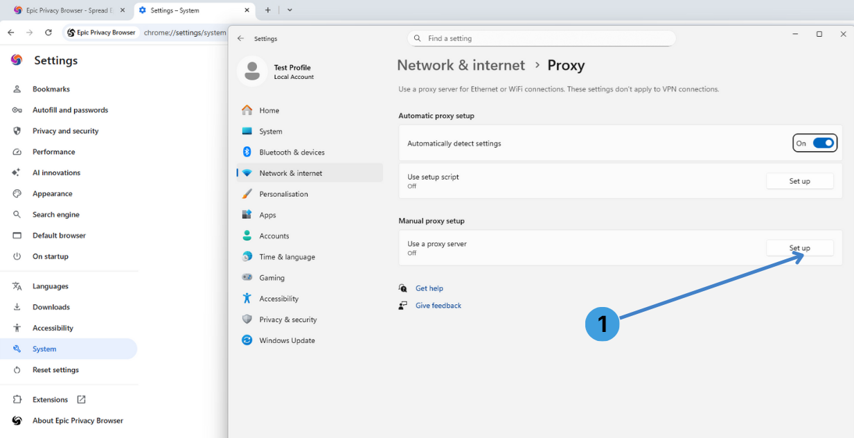 Start configuring the manual proxy