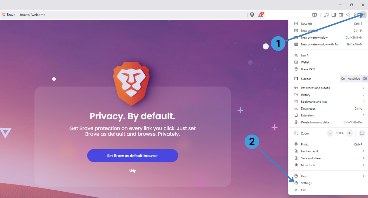 Open Brave settings