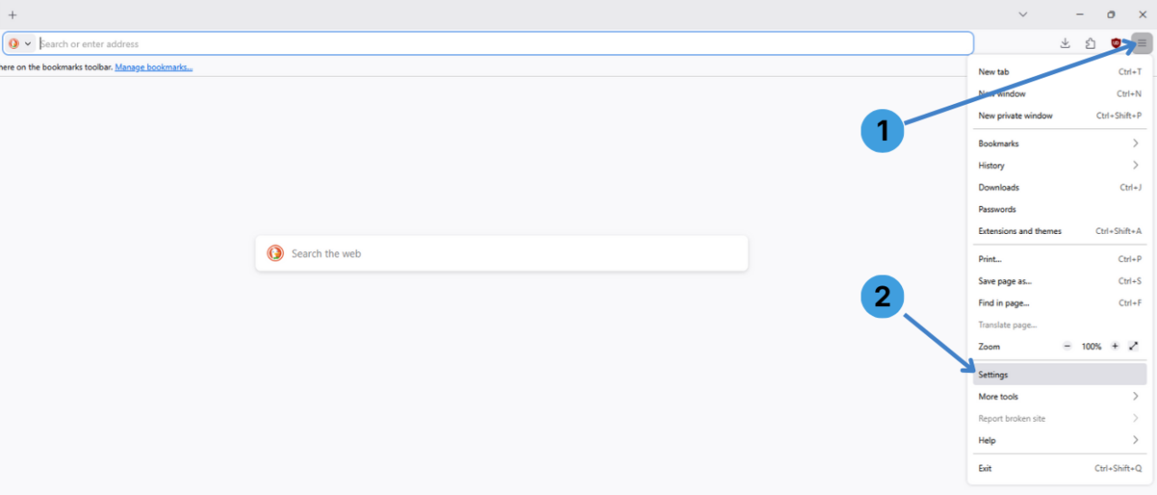 Open the LibreWolf menu and Settings