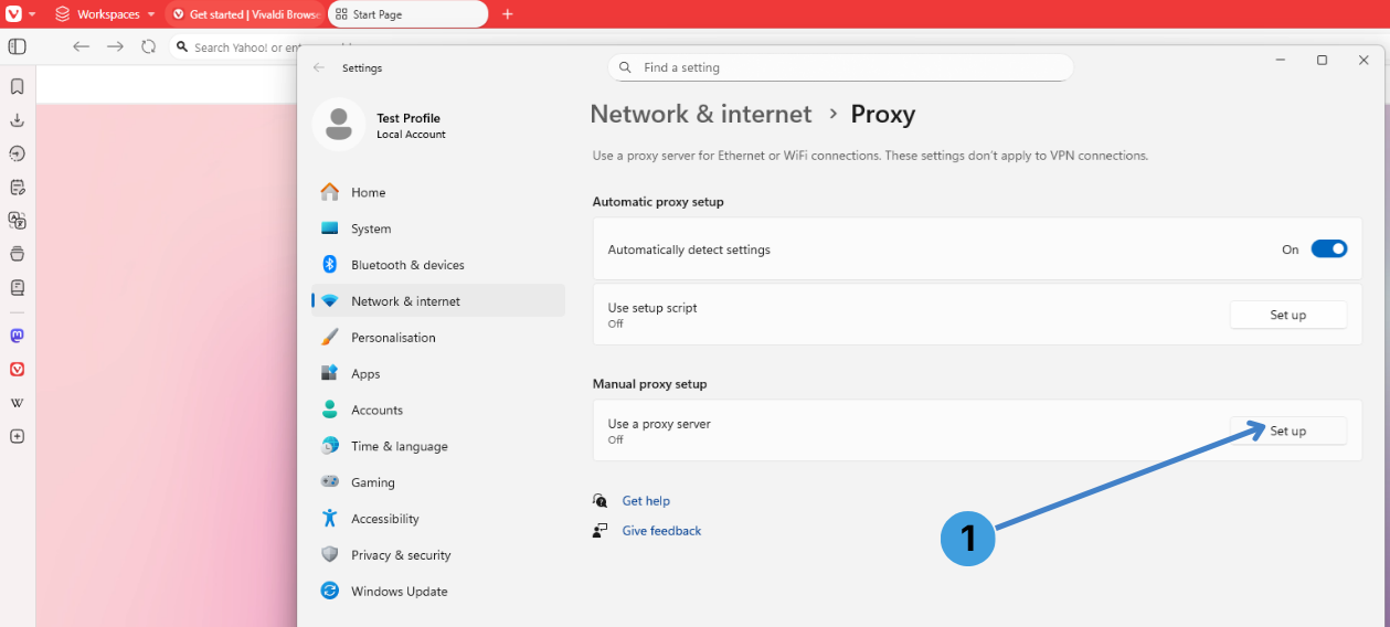 Open the system proxy editor