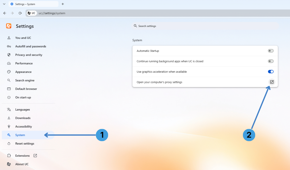 Step 2. Use the shortcut to Windows proxy settings