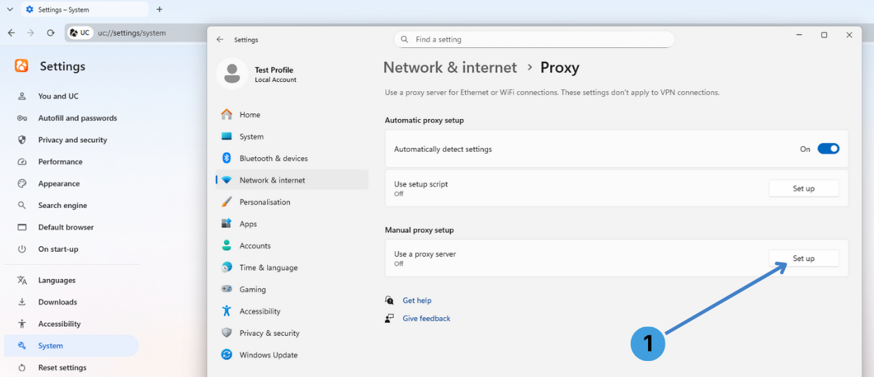 Step 3. Start configuring the manual proxy
