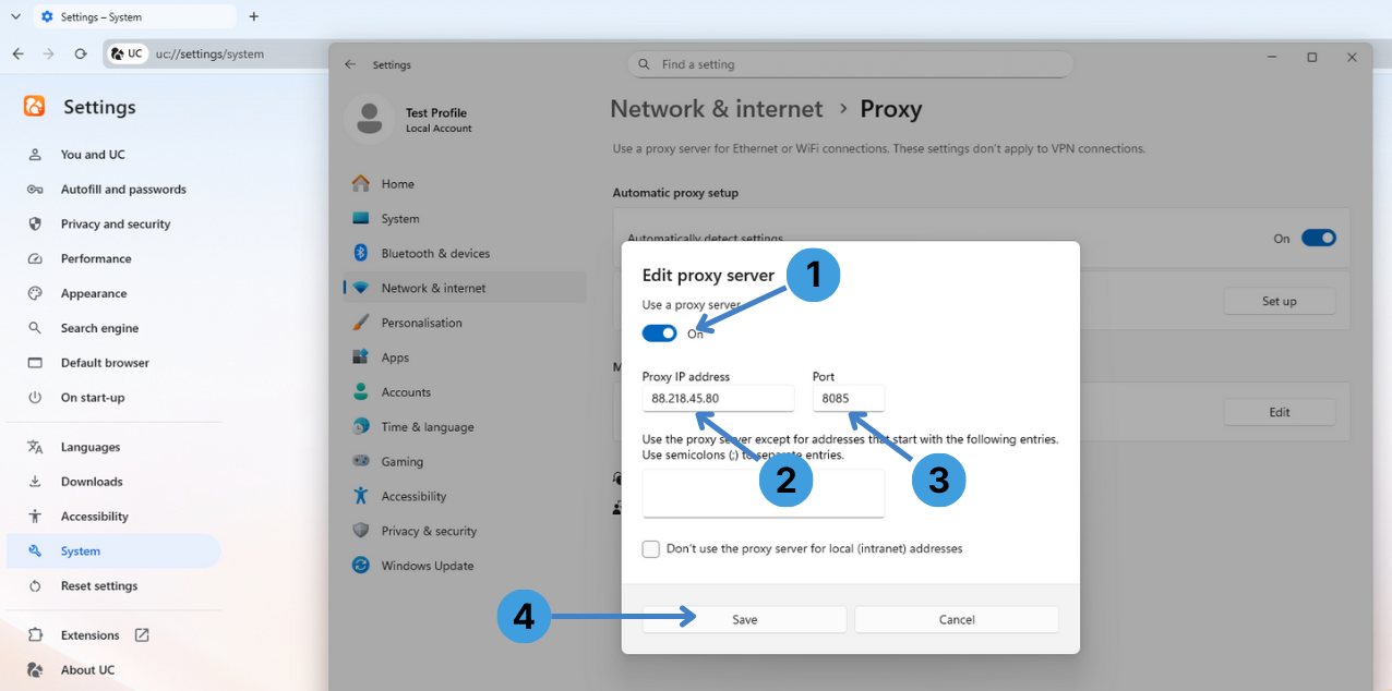 Step 4. Enter your proxy server details