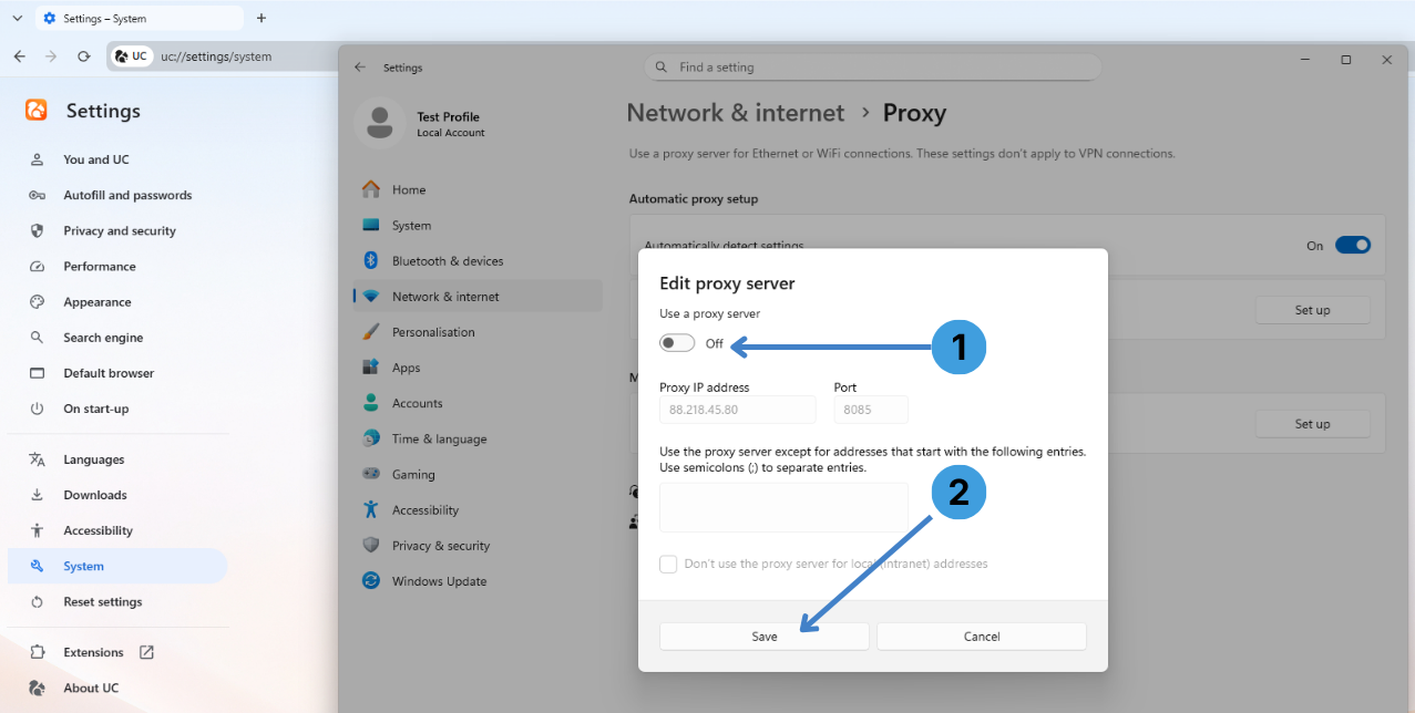 Step 5. Turn the proxy off