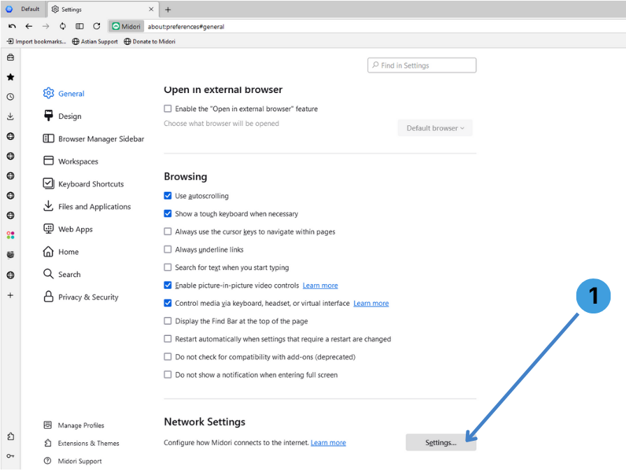 Open the network section