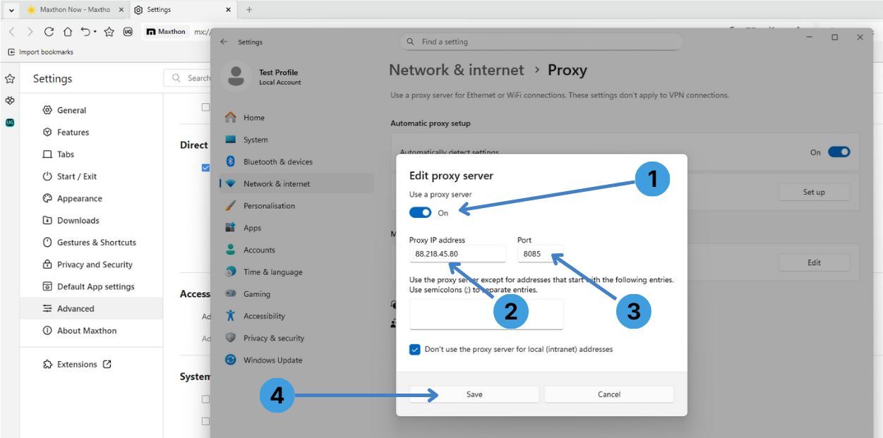 Step 4 – Enable the proxy and enter your server details