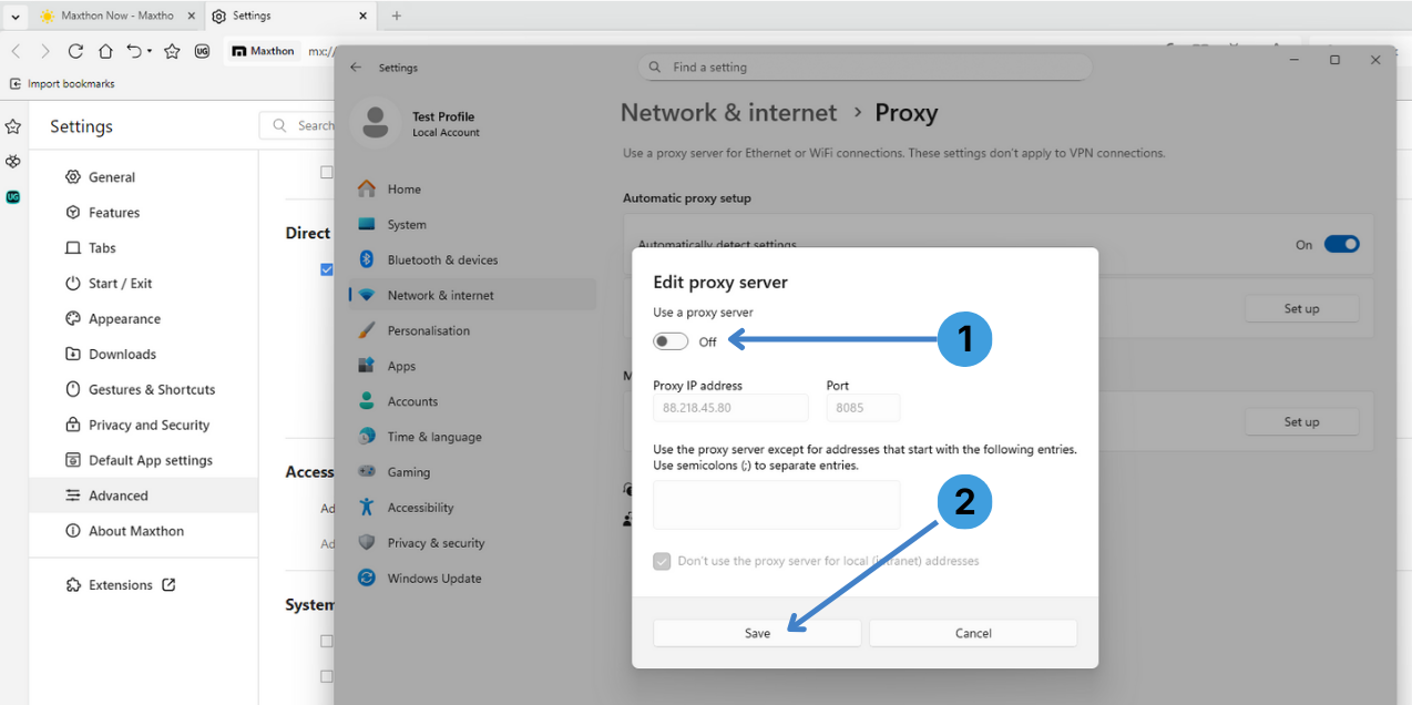 Step 5 – Turn the proxy off again