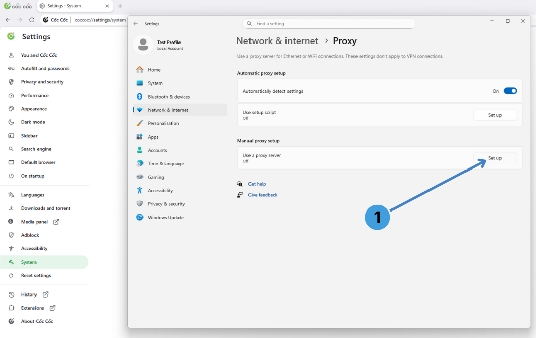Step 4. Open the Windows Proxy settings panel