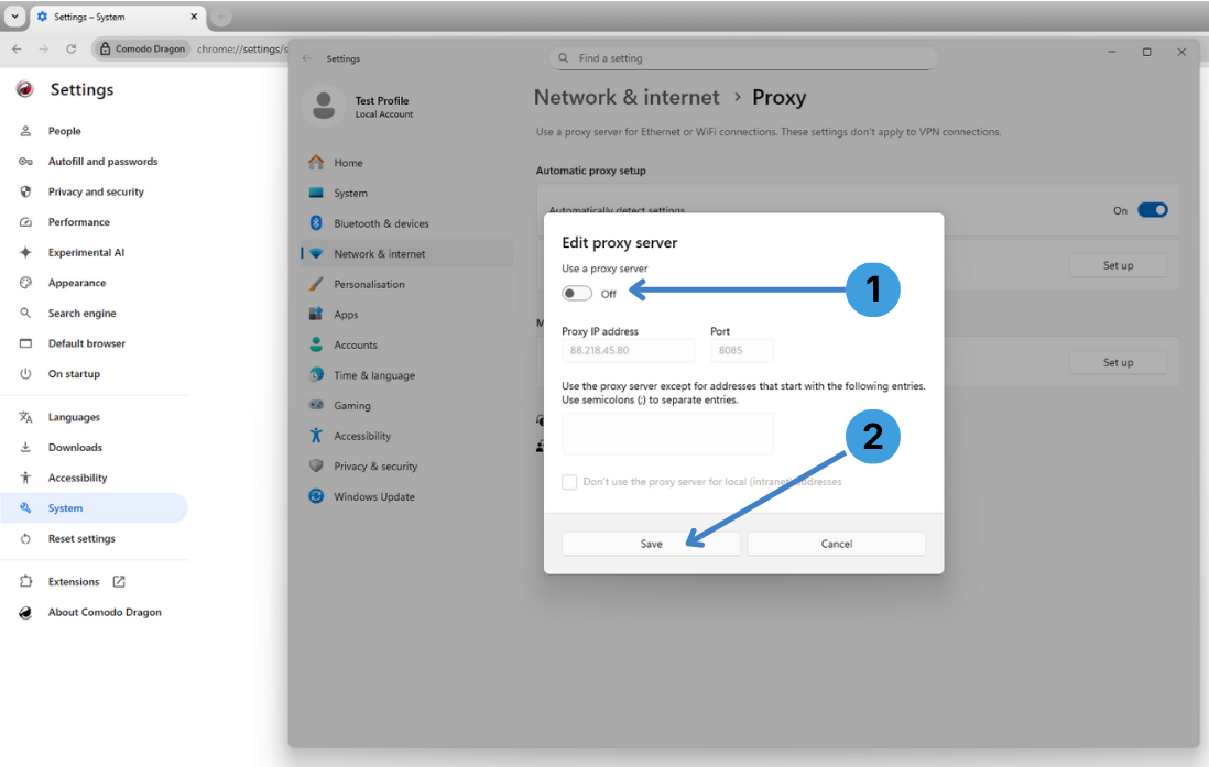 Step 6. Turn the proxy off when you no longer need it