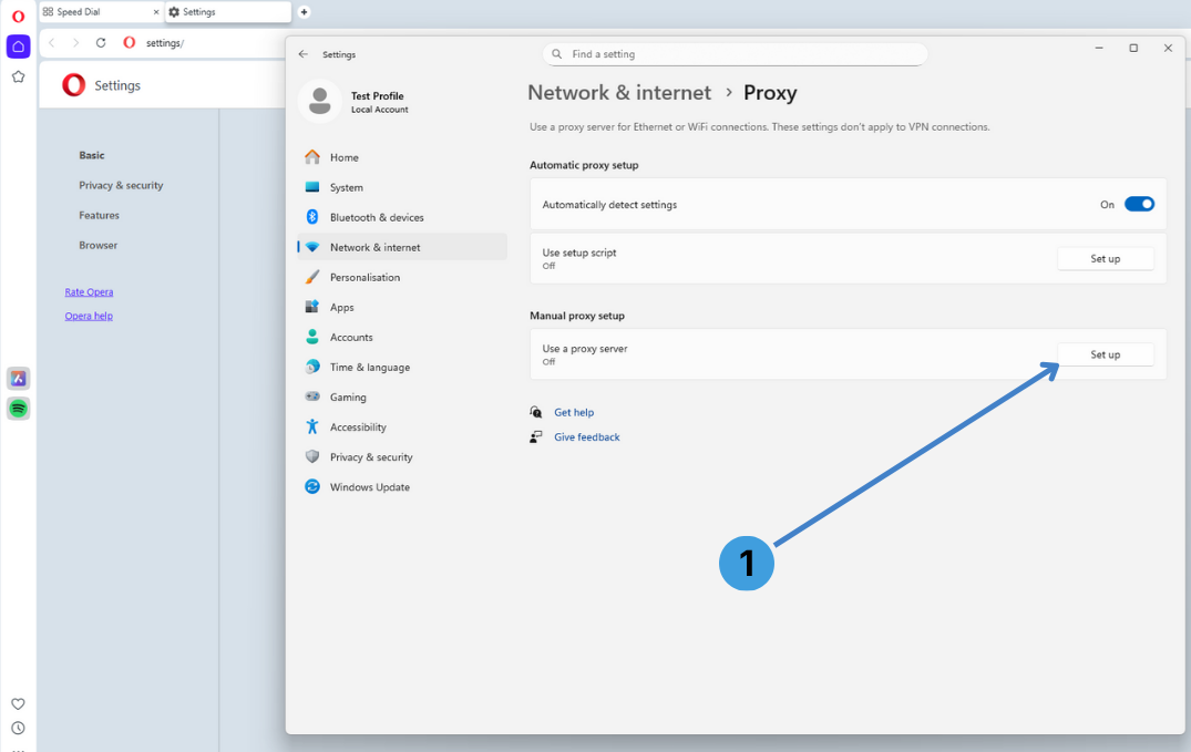 Step 3. Open the manual proxy setup dialog in Windows