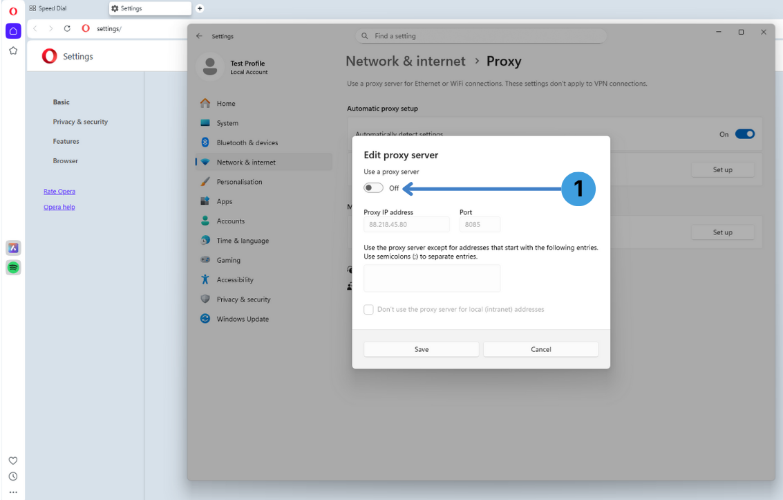 Step 5. Disable the proxy when you are done