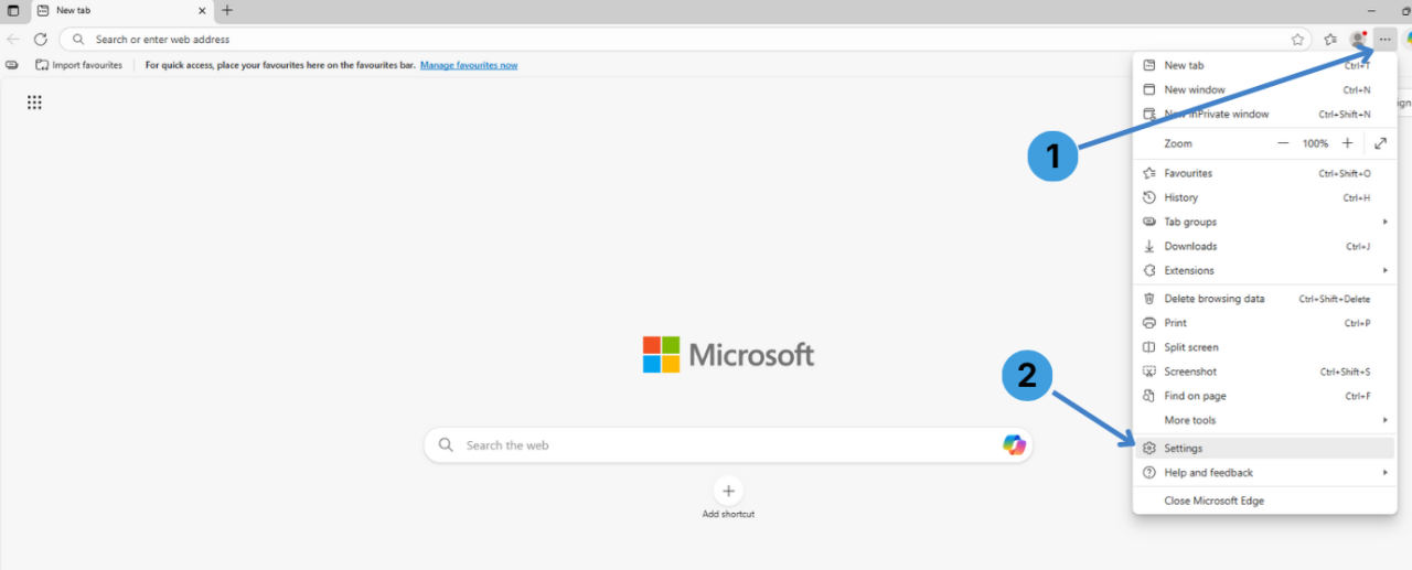 Step 1. Open the Edge menu and Settings