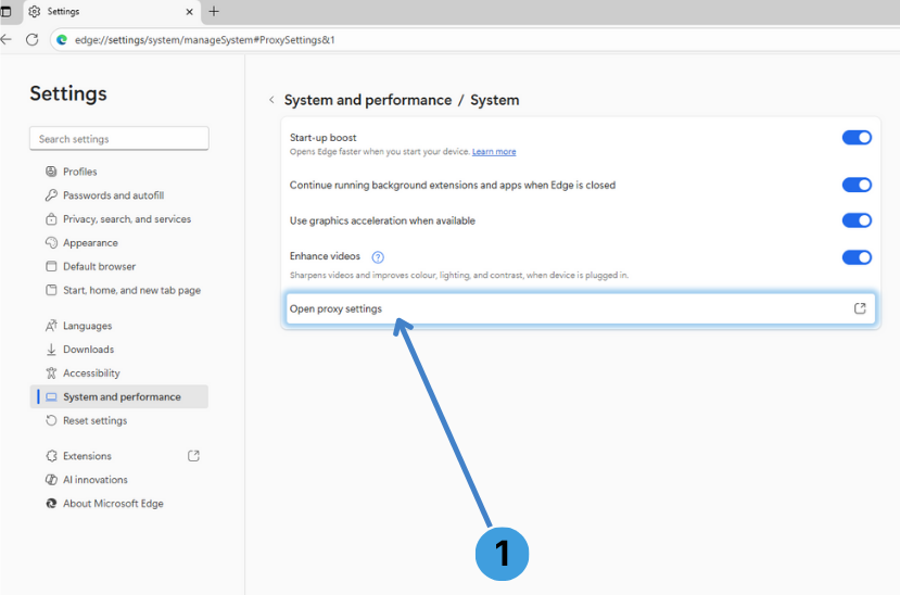 Step 3. Launch Windows proxy settings