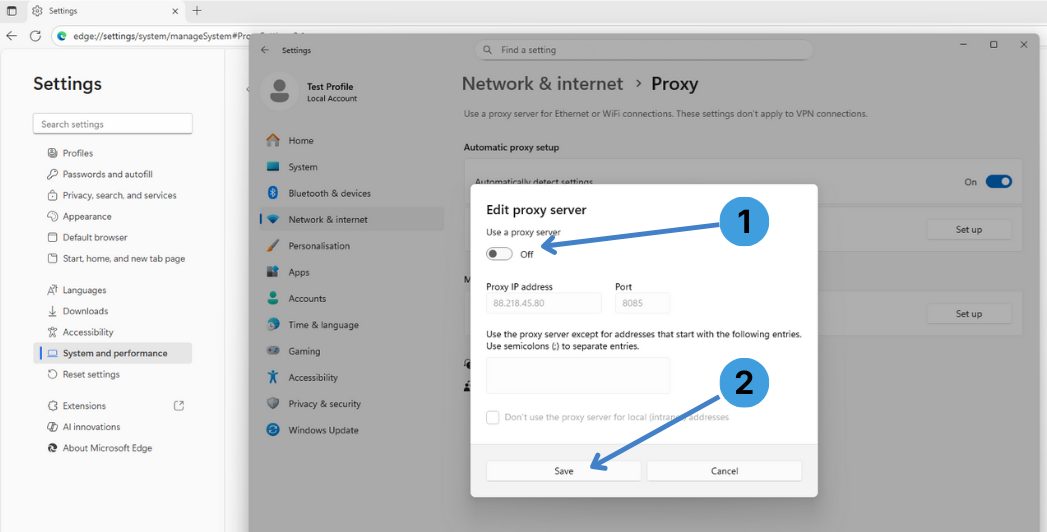 Step 6. Turn the proxy server off again