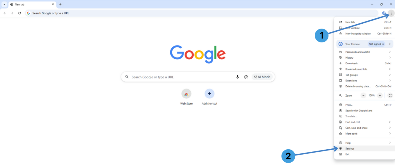 Step 1. Open Chrome settings