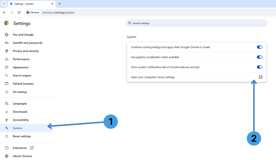 Step 2. Open system proxy settings