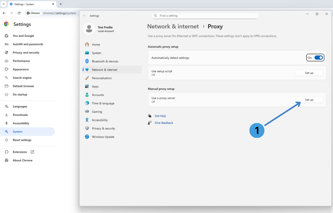 Step 3. Open manual proxy setup