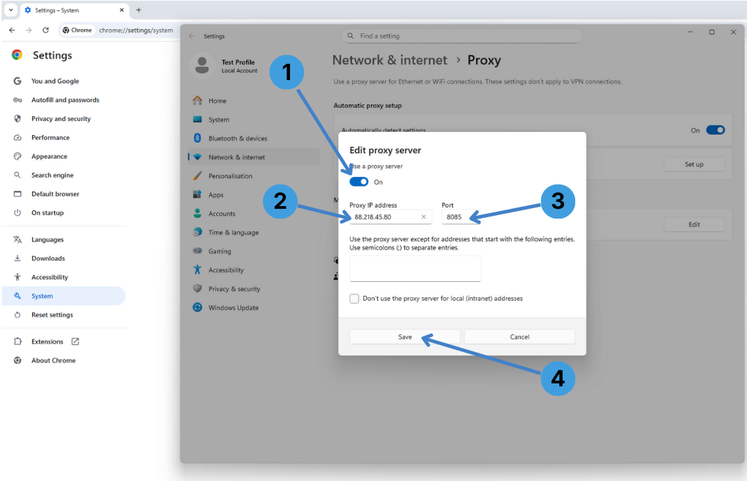 Step 4. Configure the proxy server