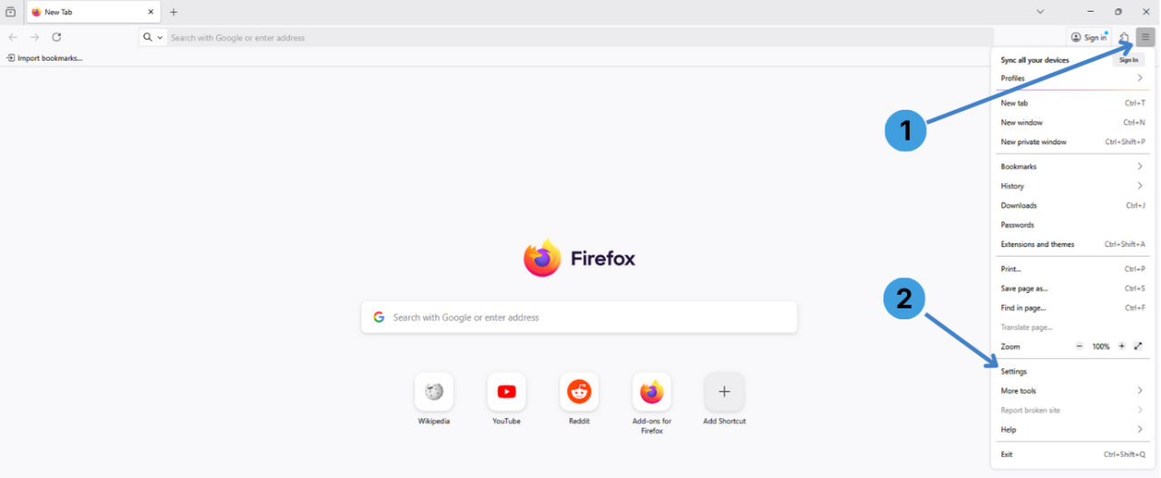 Step 1. Open the Firefox settings